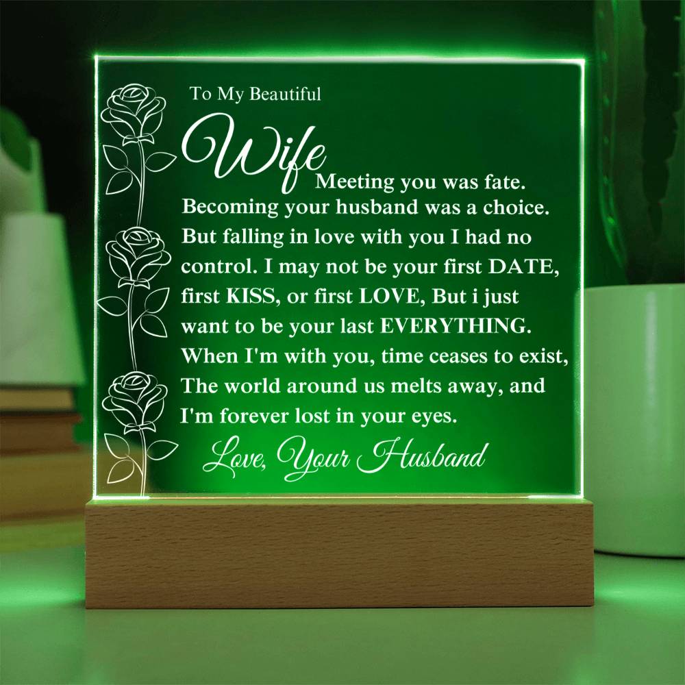 To My Beautiful Wife - I'm Forever Lost In Your Eyes - Acrylic Square Plaque