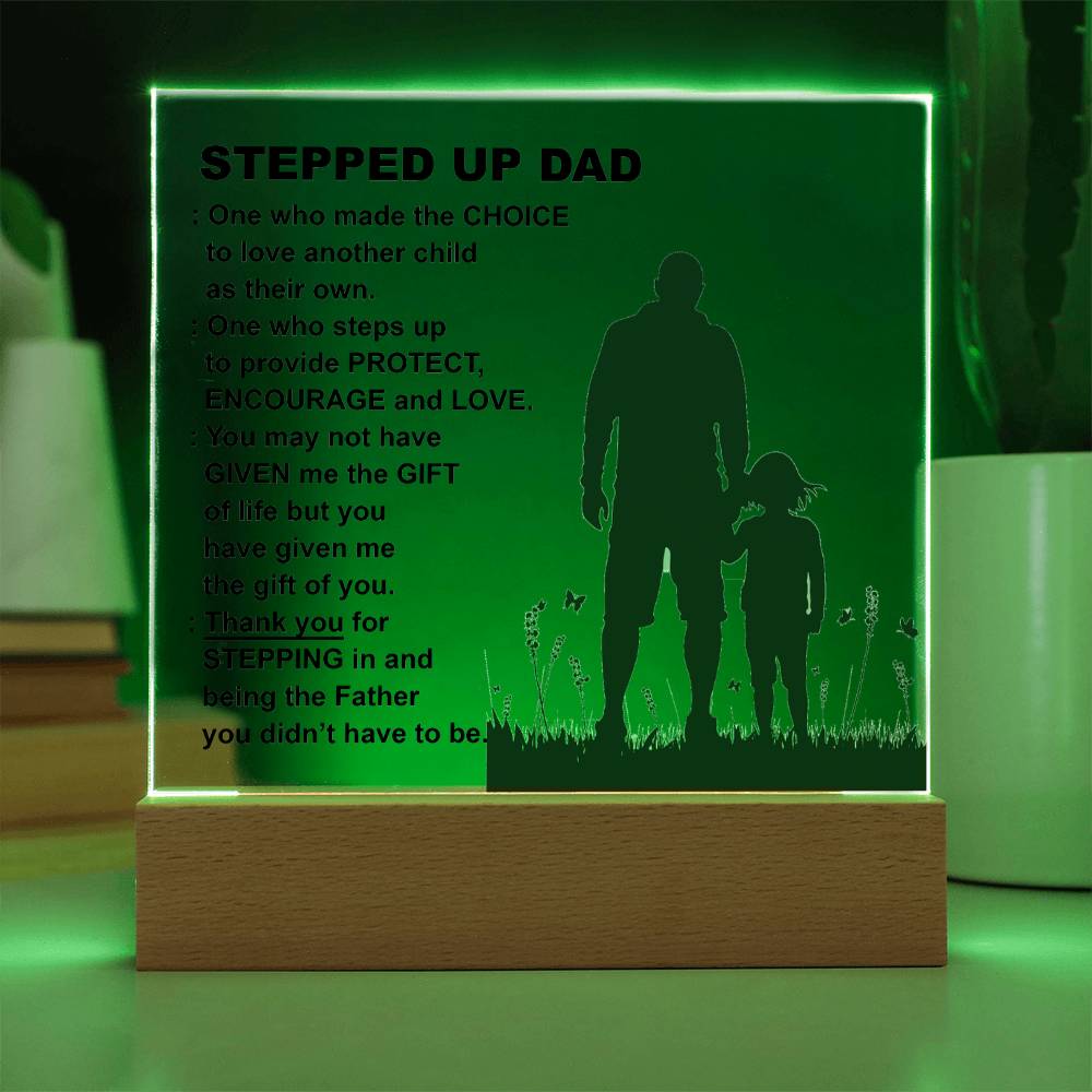 Stepped  Up Dad - Thank You For Stepping In - Acrylic Square Plaque