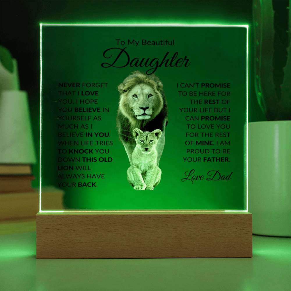 To My Beautiful Daughter - This Old Lion Always Have Your Back - Acrylic Square Plaque
