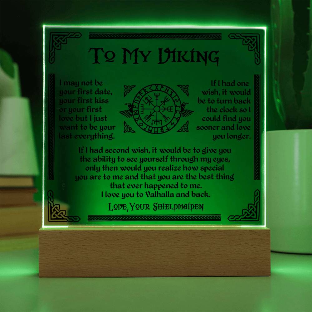 To My Viking - I Love You To Valhalla And Back - Acrylic Square Plaque