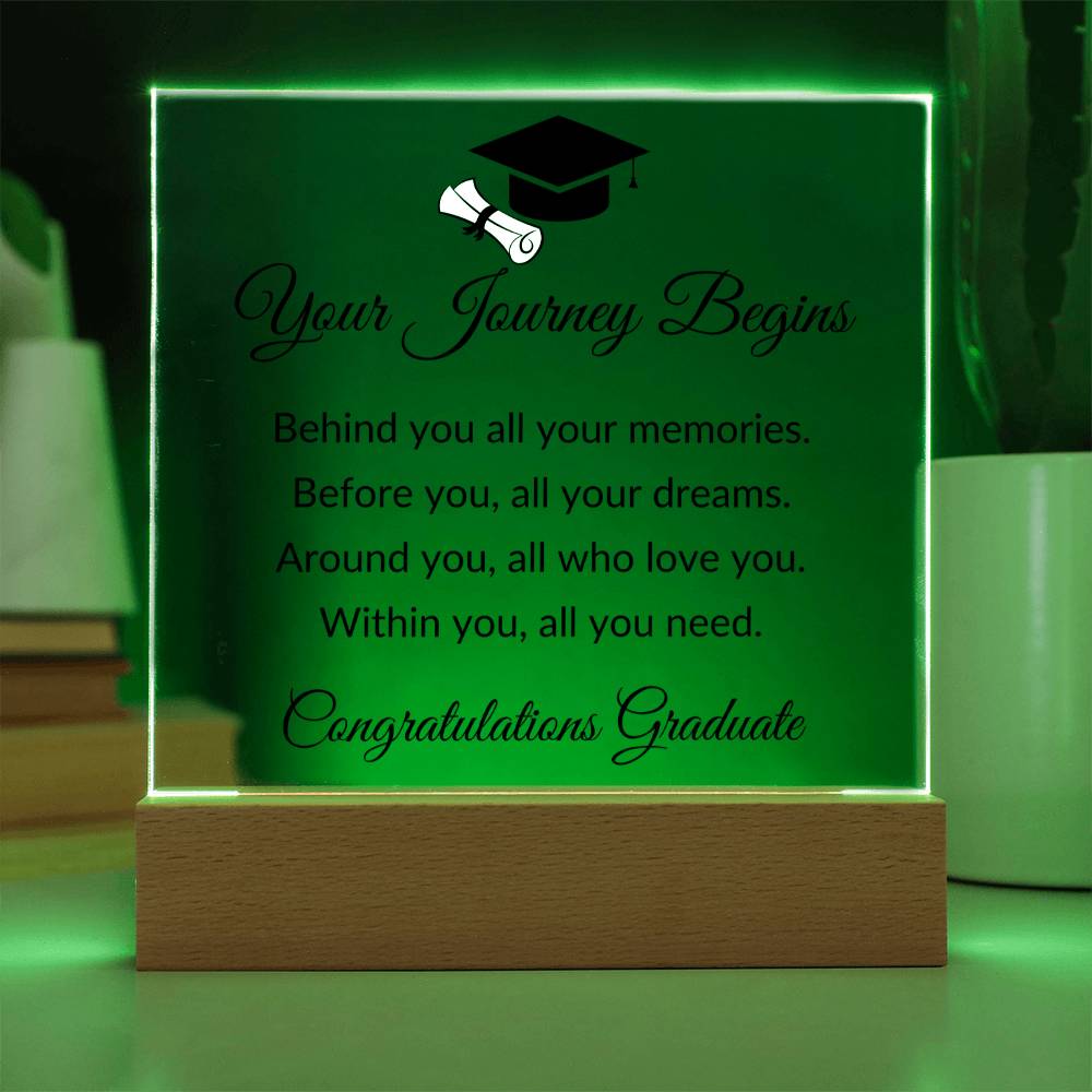 Your Journey Begins - Square Acrylic Plaque