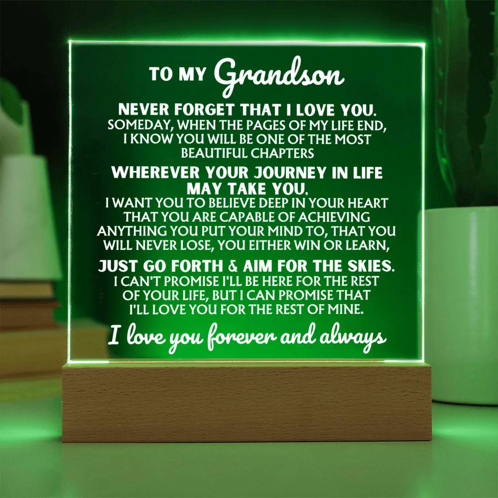 To My Grandson - I Love You Forever - Acrylic Square Plaque
