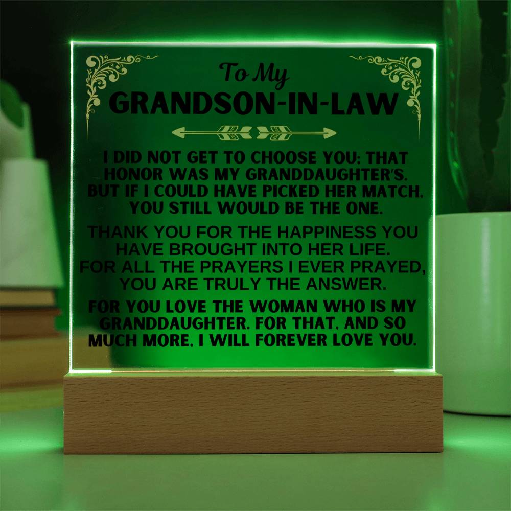 To My Grandson-in-Law - You Are Truly Annswer - Acrylic Square Plaque