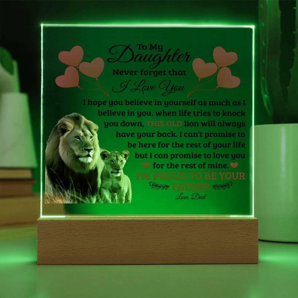 To My Daughter - Old Lion - Acrylic Square Plaque