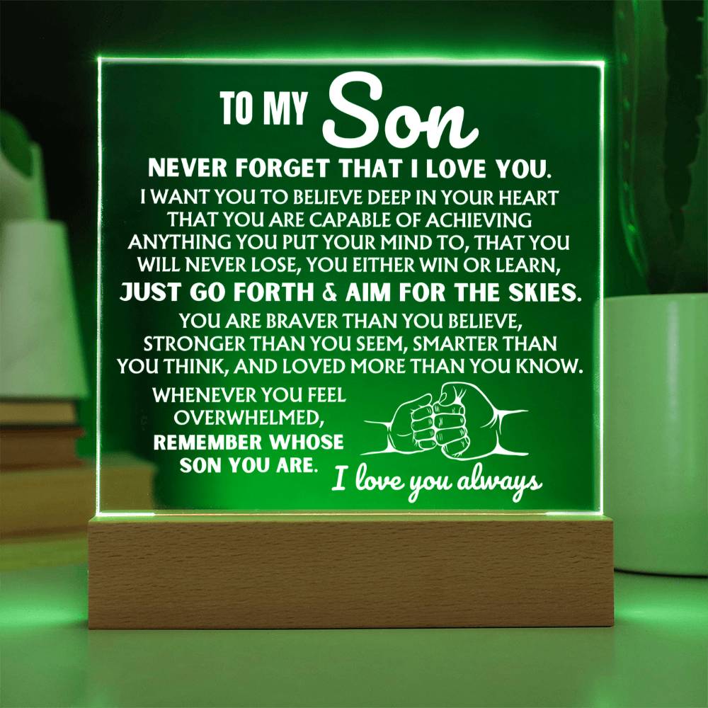 To My Son - You Are Capable Of Achieving Anything - Acrylic Square Plaque