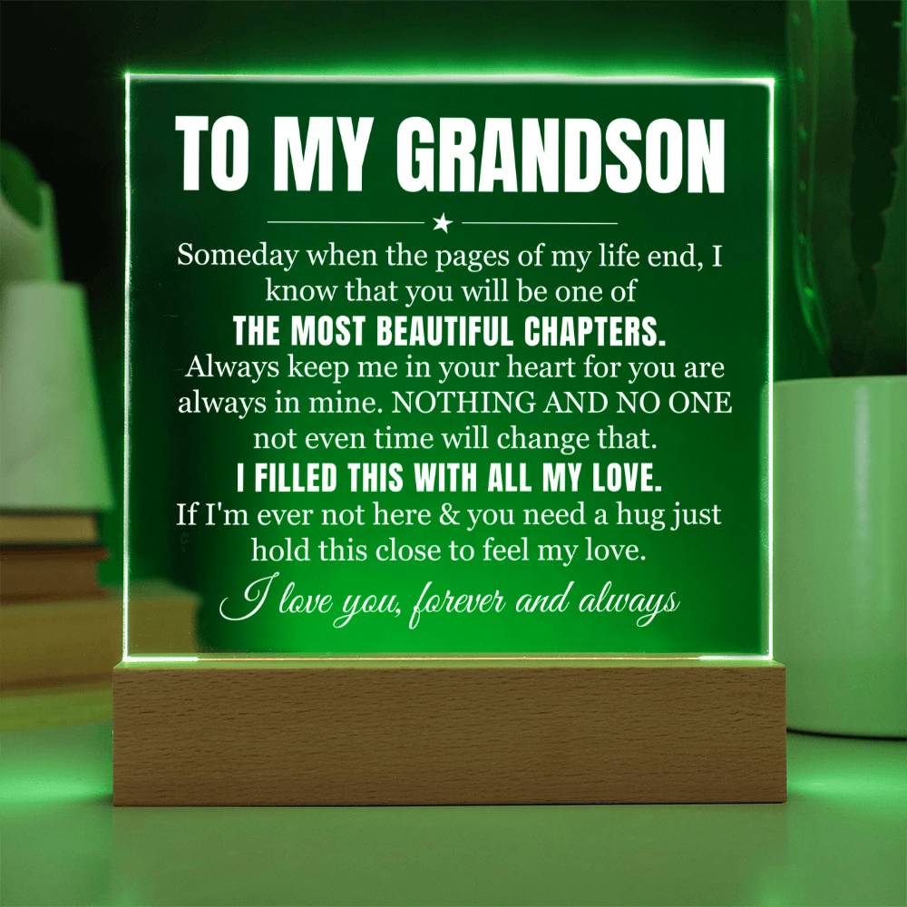 To My Grandson - I Filled This With All My Heart - Acrylic Square Plaque