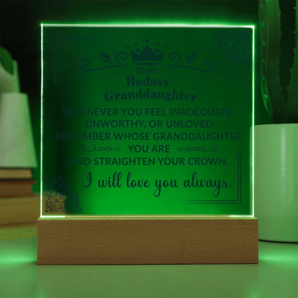 Keepsake for Granddaughter Plaque - Remember Whose You Are - Acrylic Square Plaque