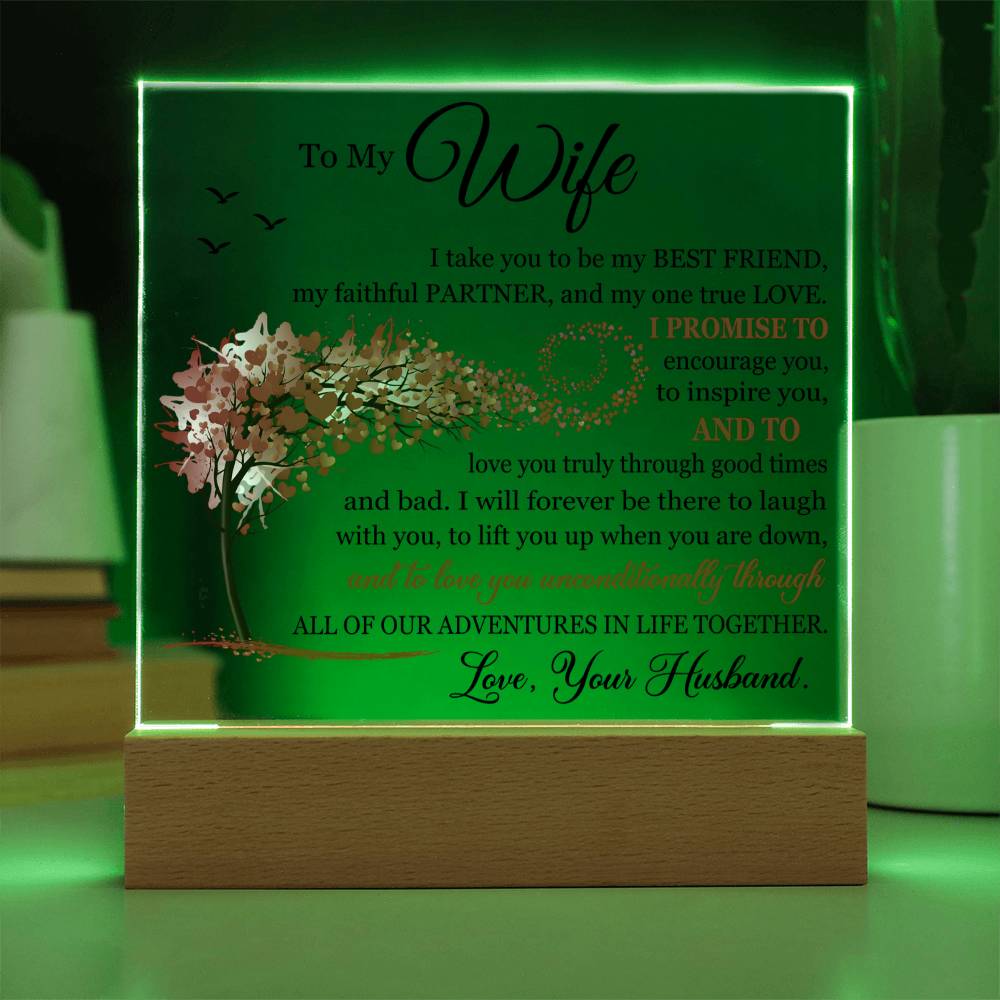 Gift for Wife from Husband - I Take You To Be My Best Friend - Acrylic Square Plaque