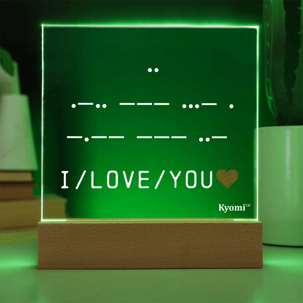 I Love You Morse Code - Acrylic Square Plaque
