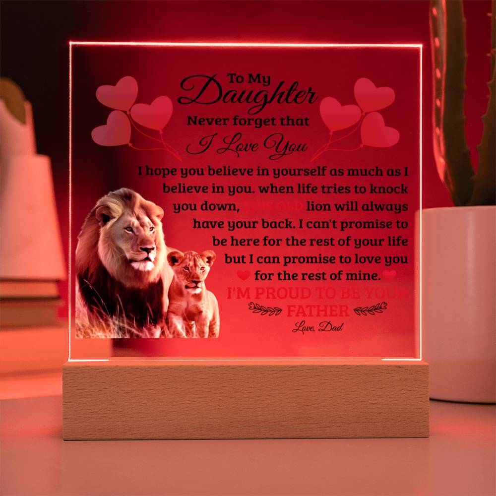 To My Daughter - Old Lion - Acrylic Square Plaque