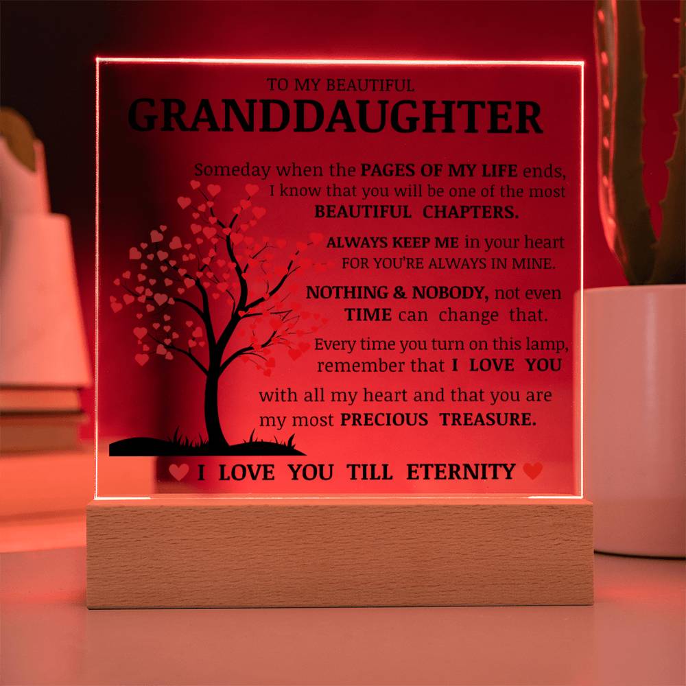 To My Beautiful Granddaughter - Pages Of My Life - Acrylic Square Plaque