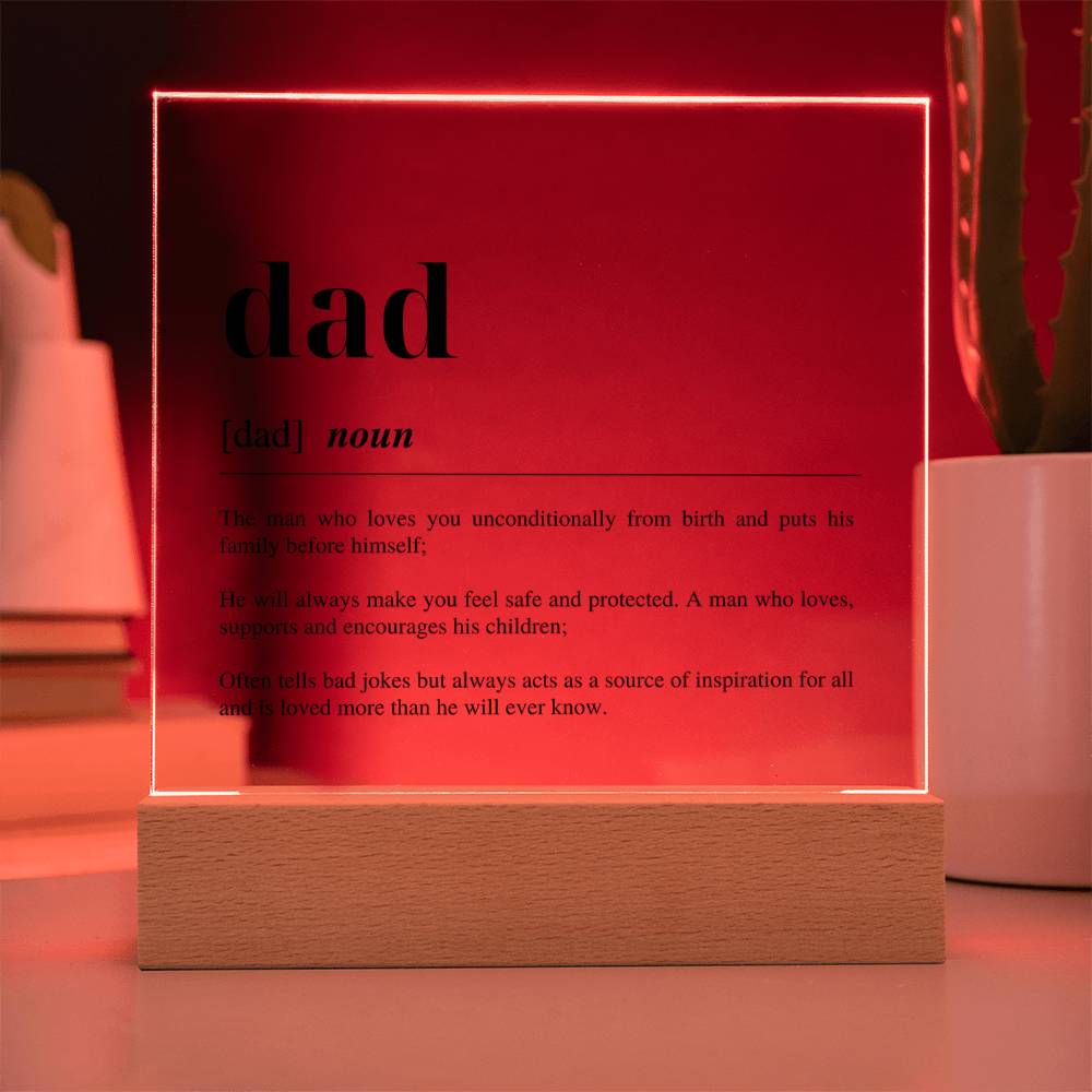 Fathers Day Gift From Wife - DAD DEFINITION MEANING - Acrylic Square Plaque