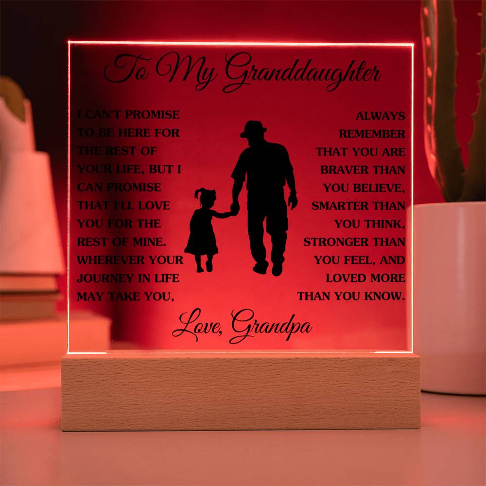 Gift For Granddaughter - Loved More Than You Know- Love Grandpa - Acrylic Square Plaque