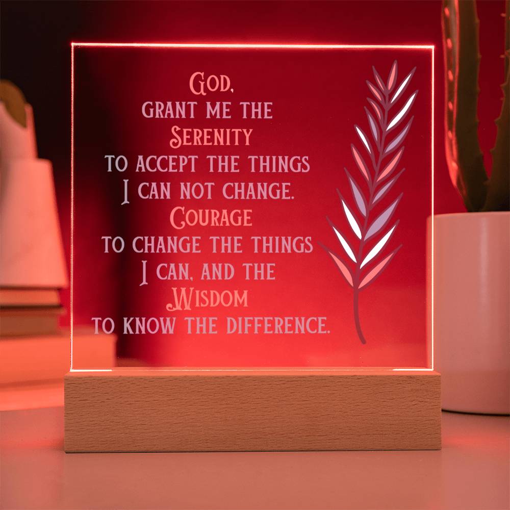Gift for Friend - In Recovery Serenity Prayer - Acrylic Square Plaque
