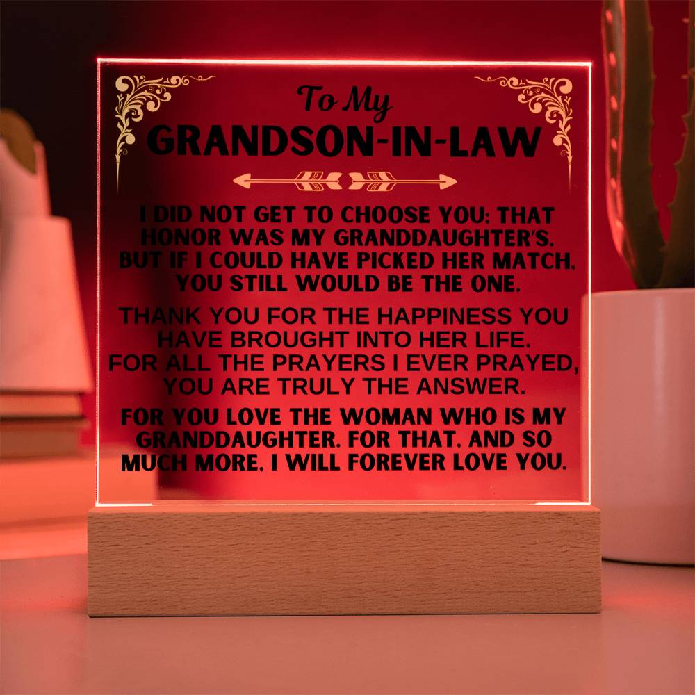 To My Grandson-in-Law - You Are Truly Annswer - Acrylic Square Plaque