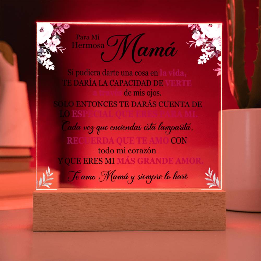 Lampara de Amor para Mamá - Te Amo con Todo mi Corazón - Acrylic Square Plaque