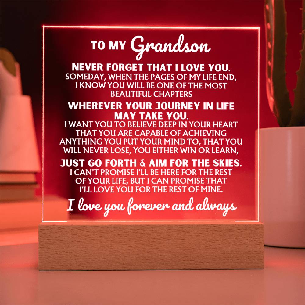 To My Grandson - I Love You Forever - Acrylic Square Plaque