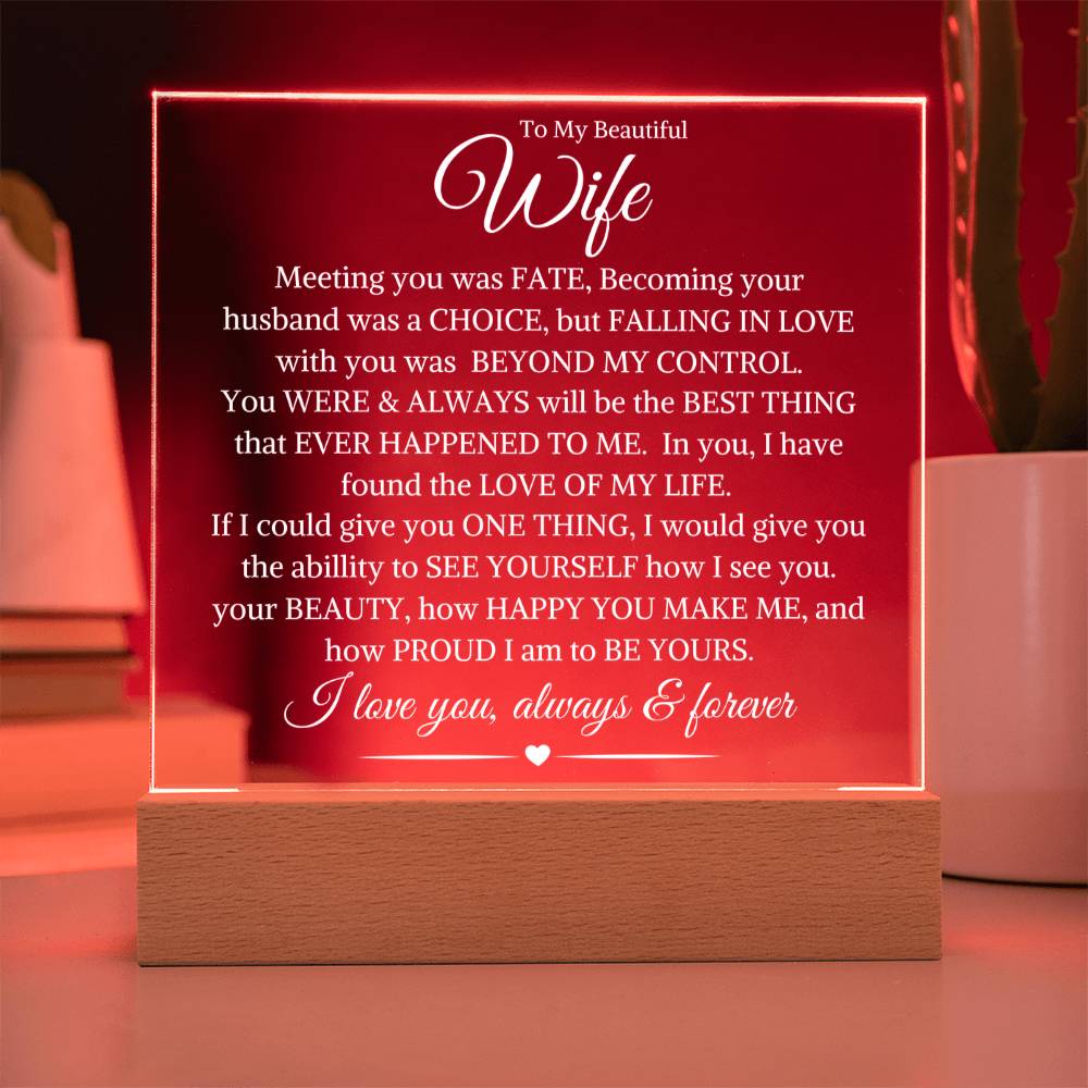 Wife - Beyond My Control - Acrylic Square Plaque