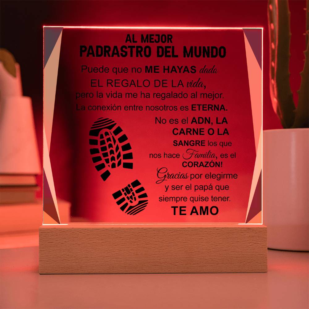 Placa Acrilica Cuadrada - Al Mejor Padrastro del Mundo - Acrylic Square Plaque