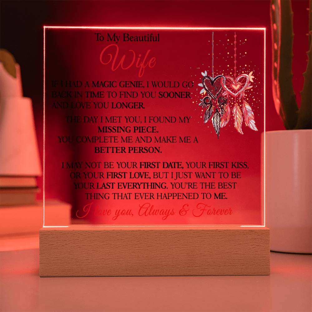Gift for Wife - You Complete Me - Acrylic Square Plaque