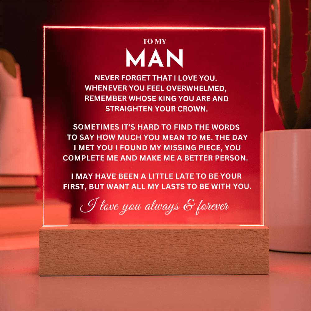 My Man - You Complete Me - Acrylic Square Plaque