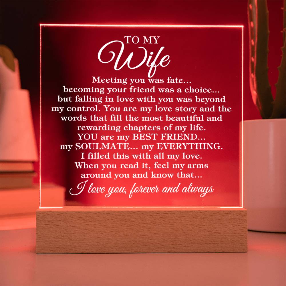 To My Wife - Forever And Always Love You - Acrylic Square Plaque