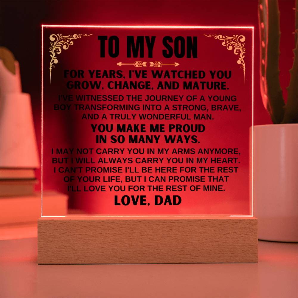 Unique Gift for Son from Dad - You Make Me Proud - Acrylic Square Plaque