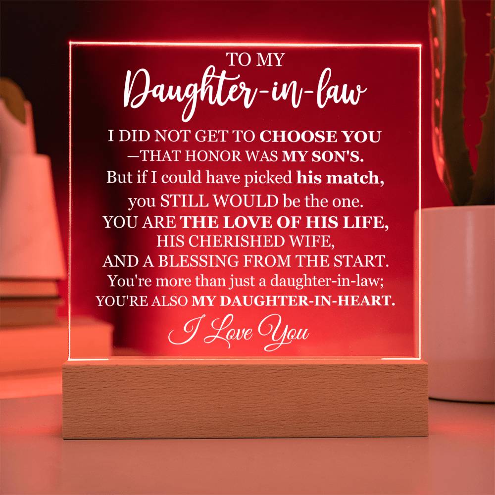To My Daughter-in-Law - A Blessing From The Start - Acrylic Square Plaque