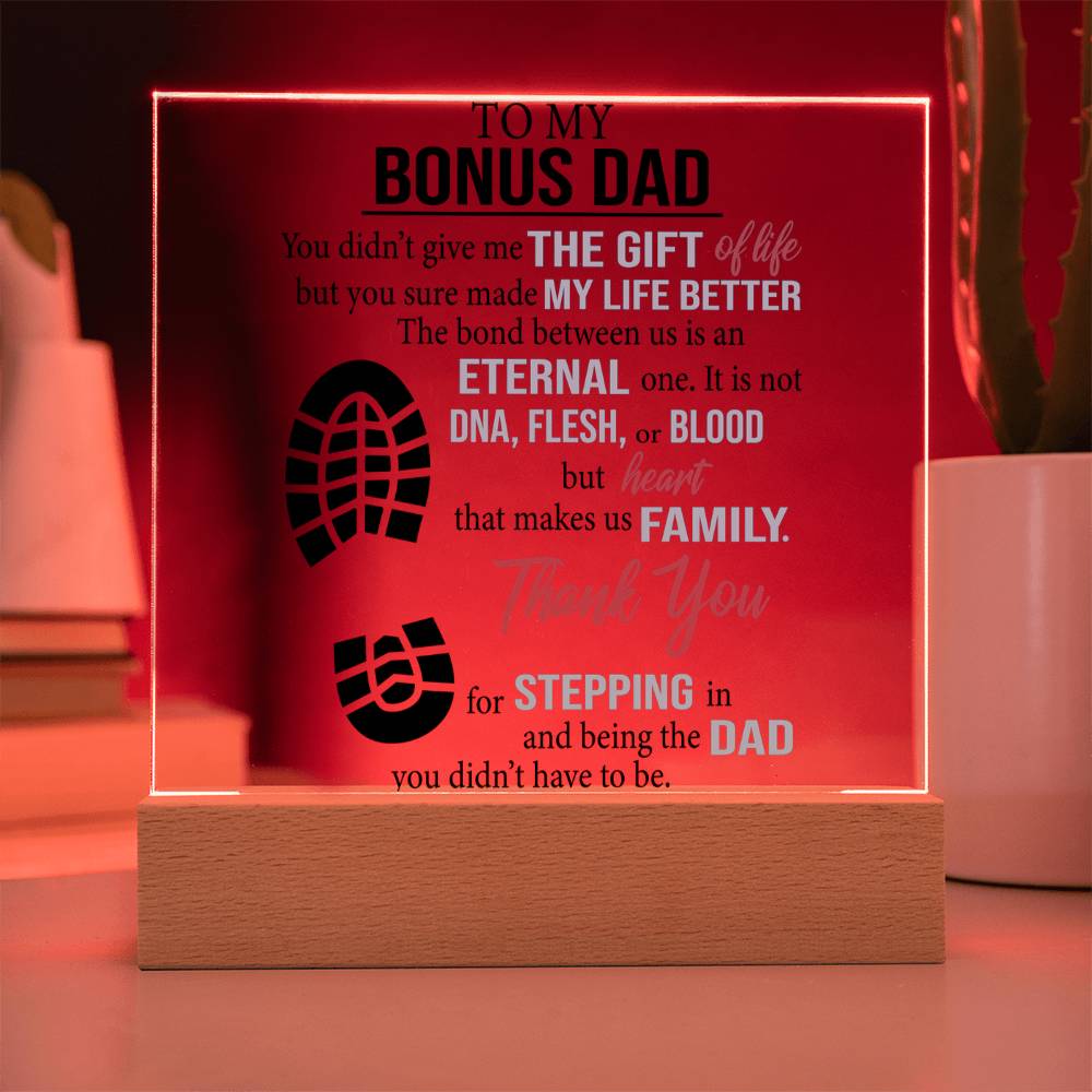 Father's Day Gift for Bonus Dad - Heart That Make Us Family - Acrylic Square Plaque