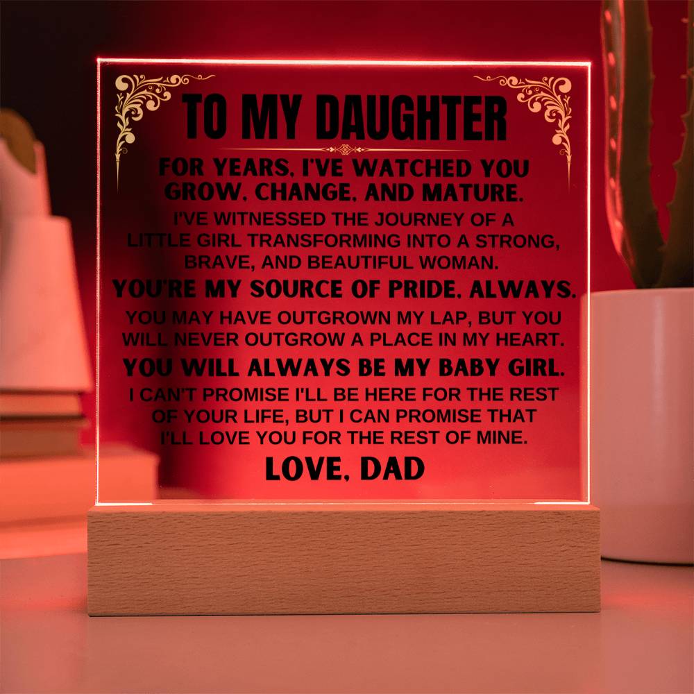 Unique Gift for Daughter from Dad - You're My Source Of Pride - Acrylic Square Plaque