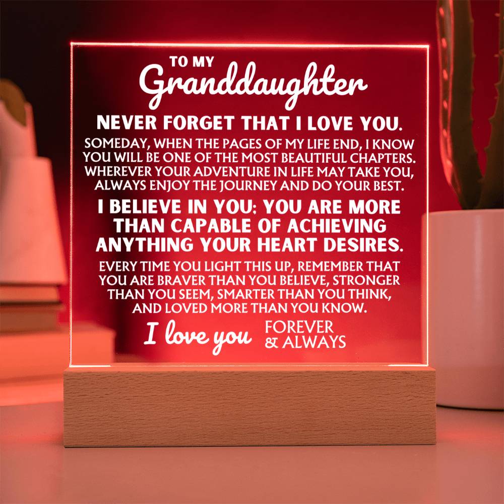 To My Granddaughter - I Believe In You - Acrylic Square Plaque