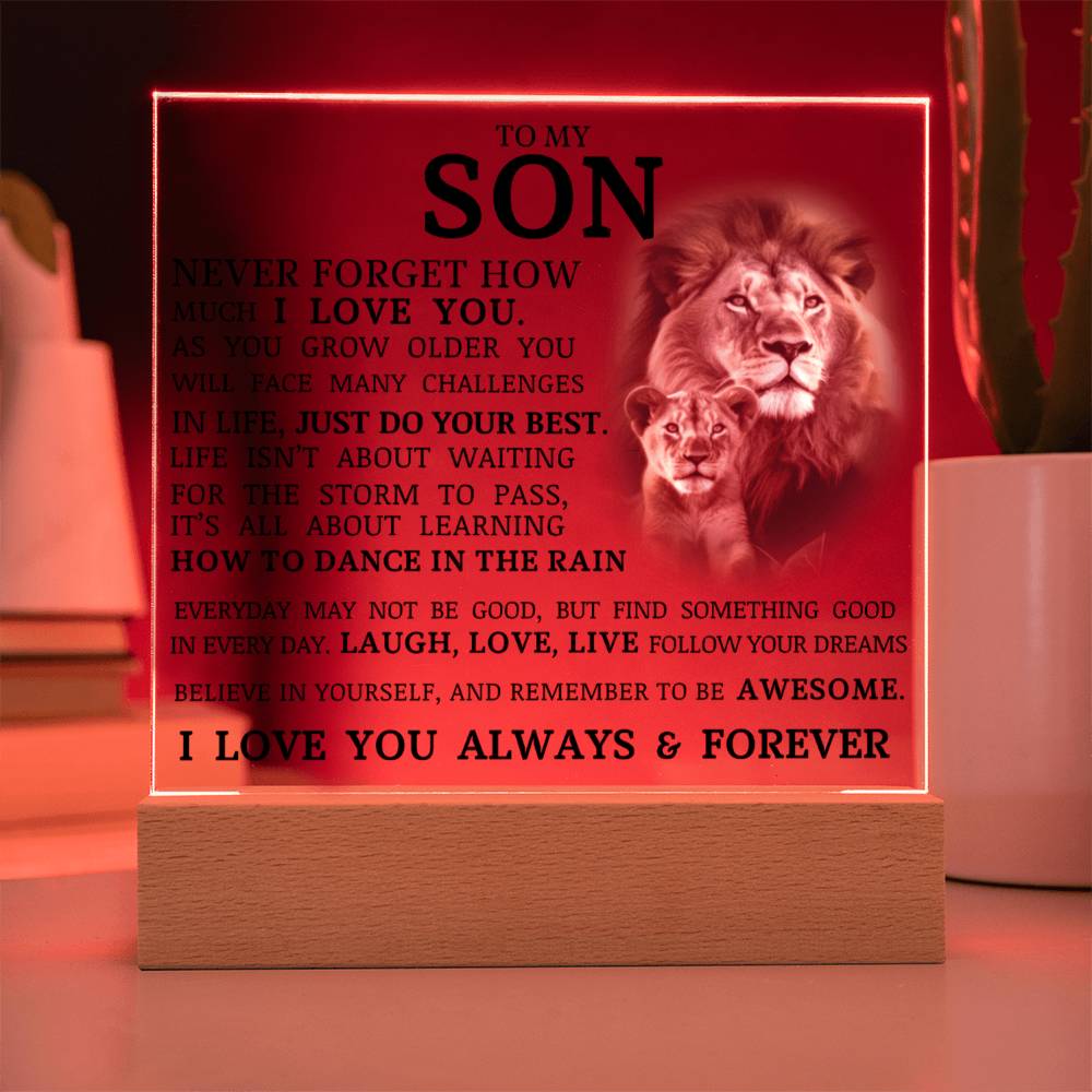 To My Son - Learning How To Dance In The Rain - Acrylic Square Plaque