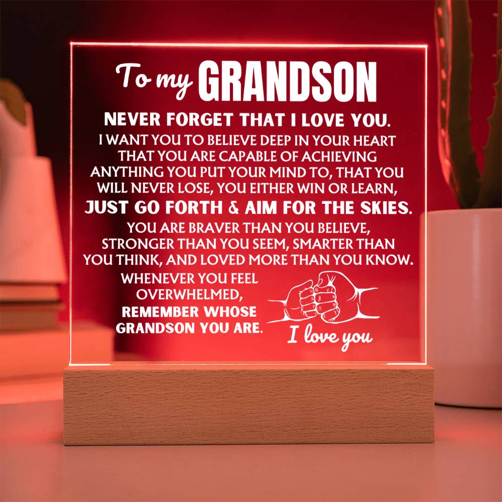 To My Grandson - Remember Whose Grandson You Are - Acrylic Square Plaque