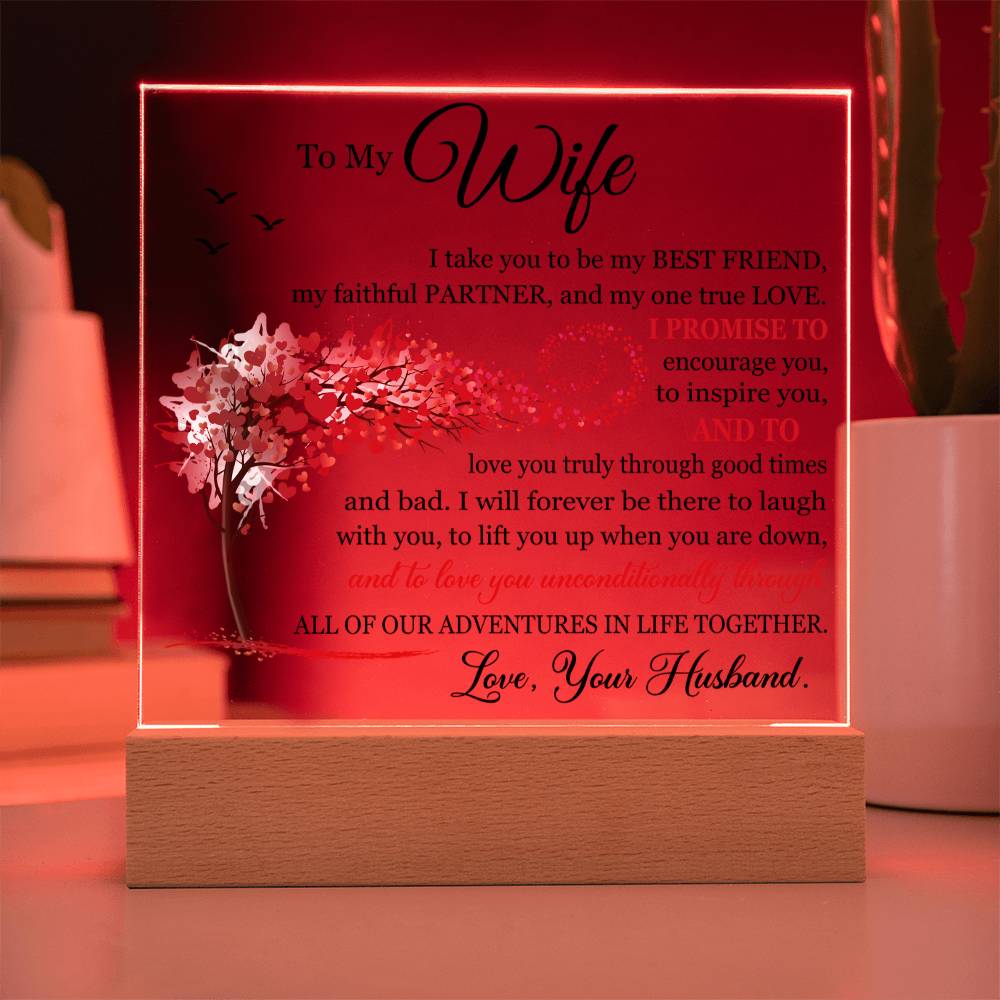 Gift for Wife from Husband - I Take You To Be My Best Friend - Acrylic Square Plaque