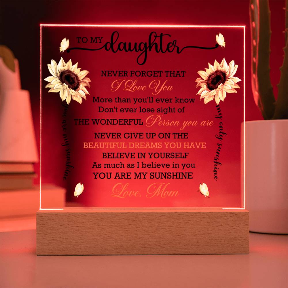 HeartWork - Daughter You Are My Sunshine - Acrylic Square Plaque
