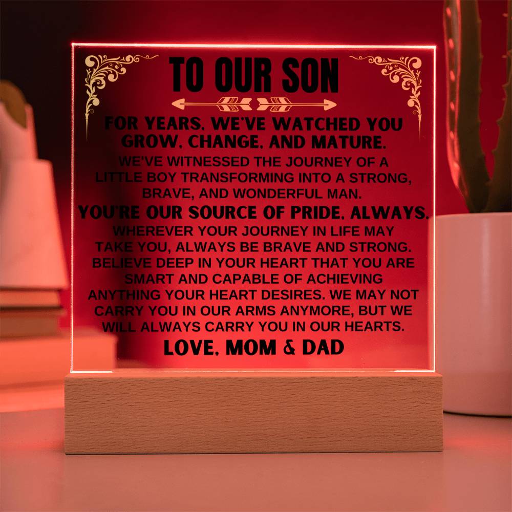 Unique Gift for Son from Mom & Dad - Wonderful Man - Acrylic Square Plaque