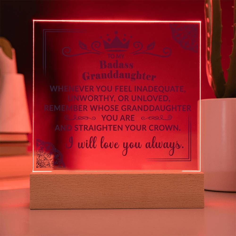 Keepsake for Granddaughter Plaque - Remember Whose You Are - Acrylic Square Plaque
