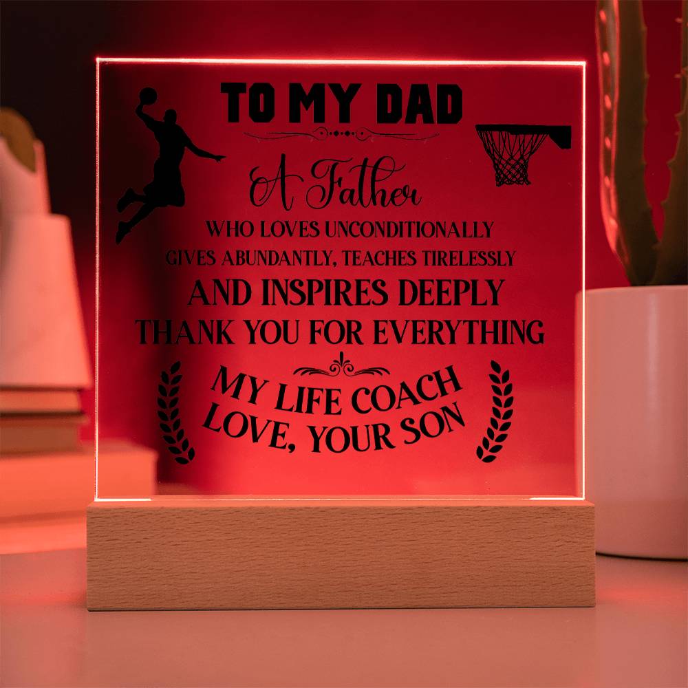 Gift For Dad - Basketball Dad - Acrylic Square Plaque