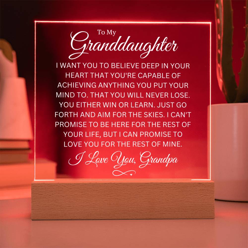 Granddaughter Love Grandpa - You Never Lose - Acrylic Square Plaque