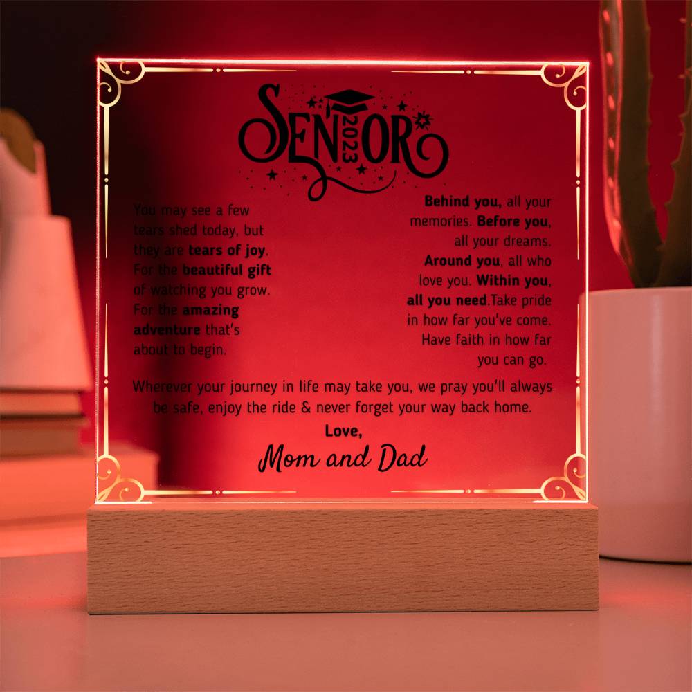 Gift for Graduation 2023 -The Beautiful Gift Love, Mom and Dad - Acrylic Square Plaque