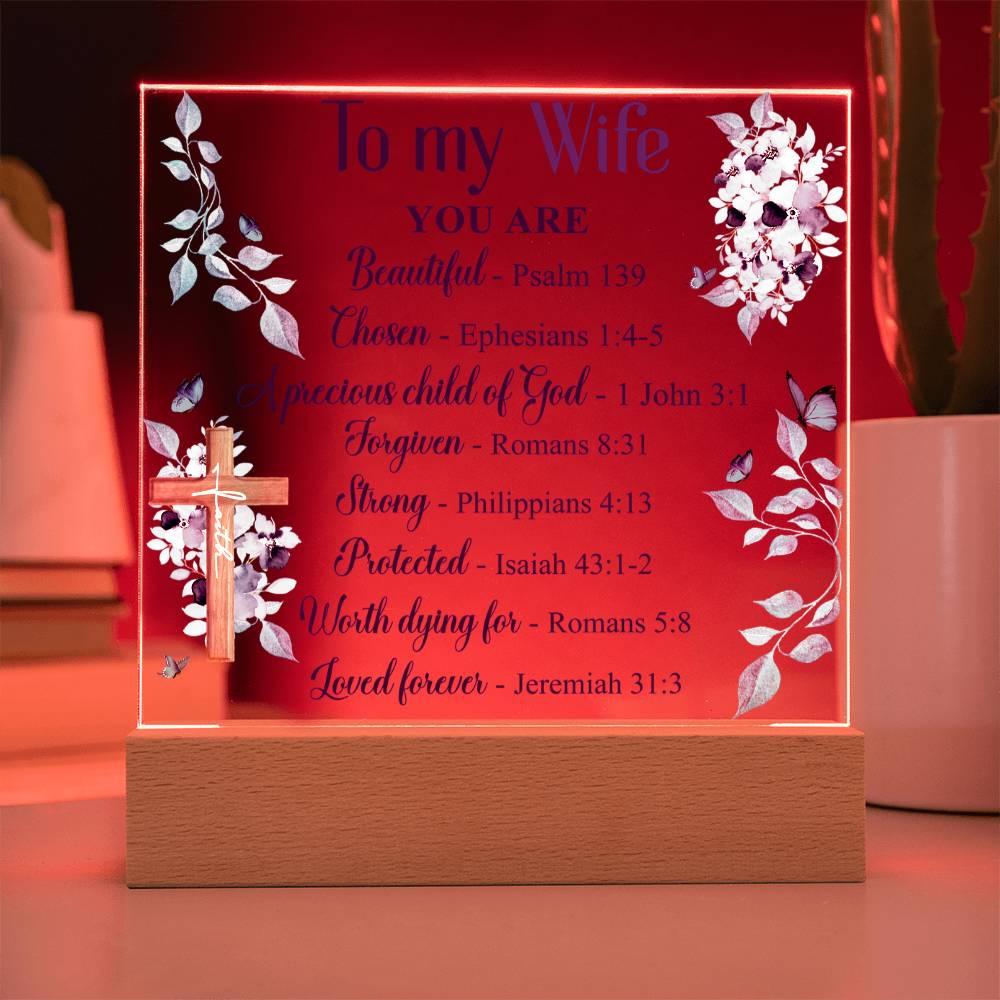 To My Wife - You Are Beautiful - Acrylic Square Plaque