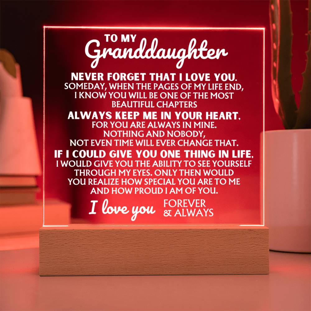 To My Granddaughter - The Most Beautiful Chapters - Acrylic Square Plaque Lamp