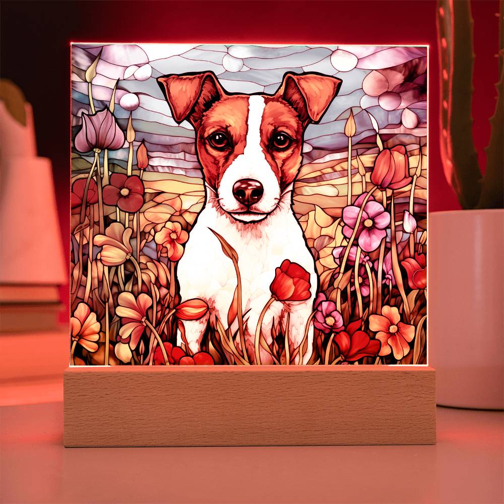 Jack Russell Faux Stained Glass Acrylic Plaque Gift for Dog Person Decoration Gift - Acrylic Square Plaque