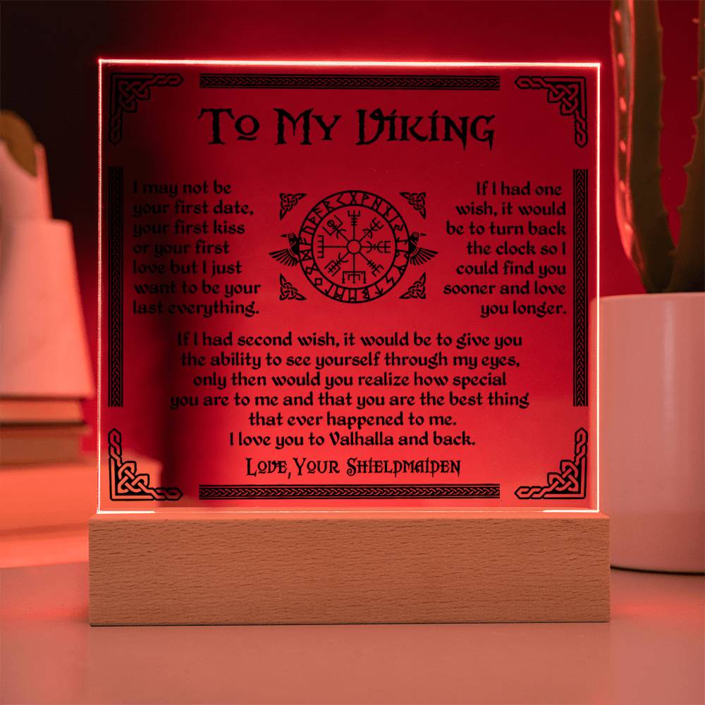To My Viking - I Love You To Valhalla And Back - Acrylic Square Plaque