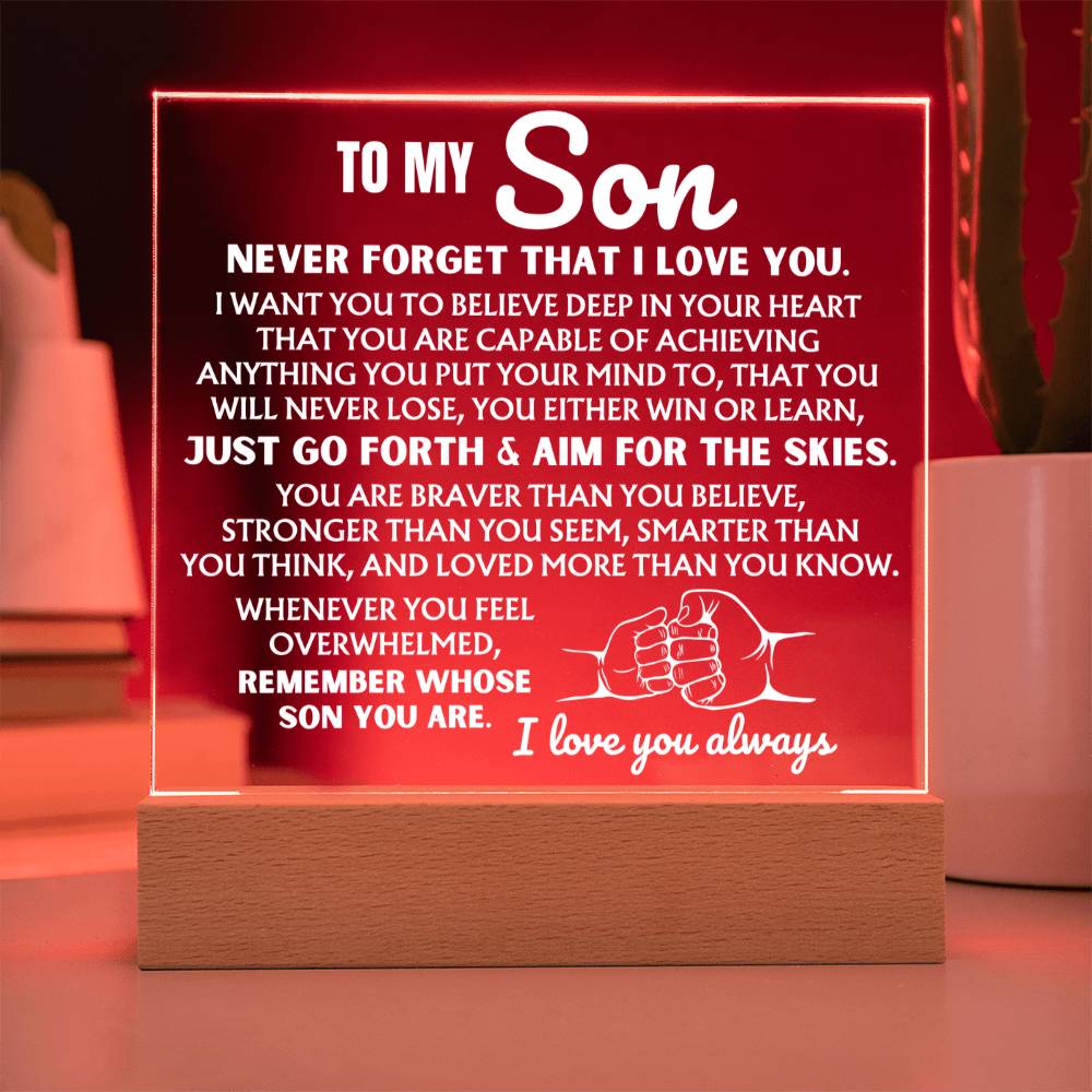 To My Son - You Are Capable Of Achieving Anything - Acrylic Square Plaque