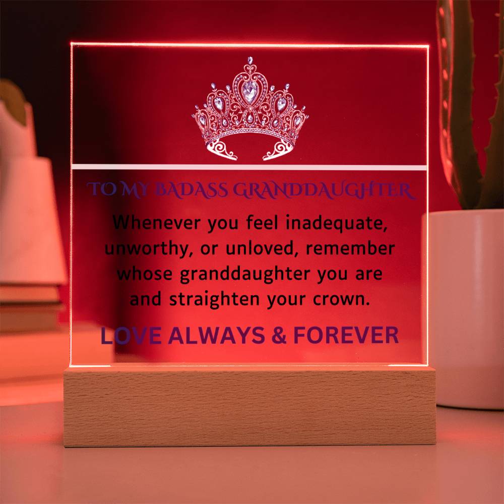 Badass Granddaughter - Love Always And Forever - Acrylic Square Plaque