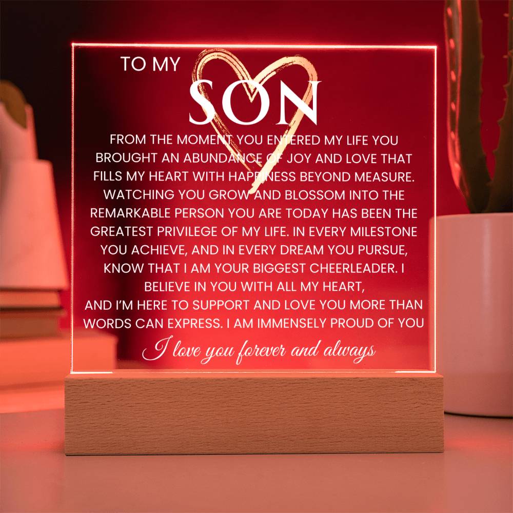 To My Son - Love You More Than Words Can Express - Acrylic Square Plaque