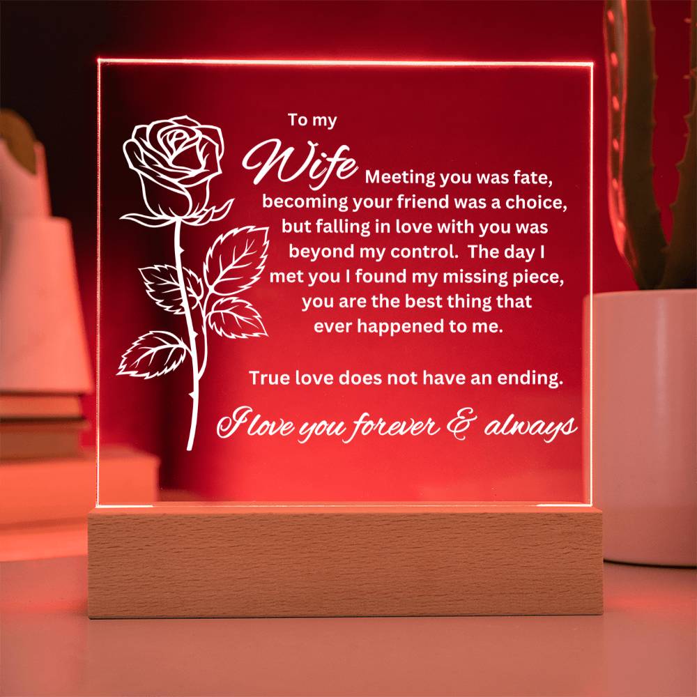 To My Wife - Meeting You Was Fate - Acrylic Square Plaque