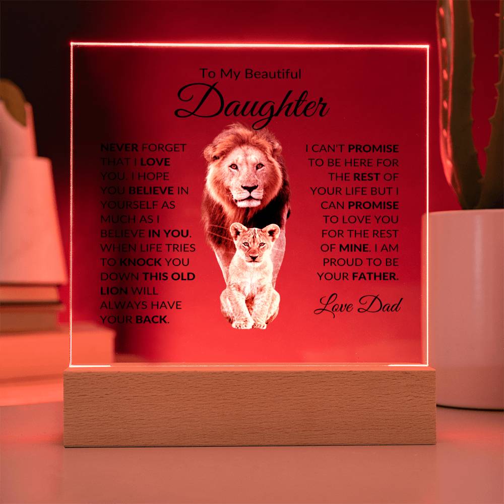 To My Beautiful Daughter - This Old Lion Always Have Your Back - Acrylic Square Plaque