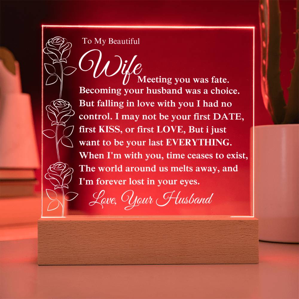 To My Beautiful Wife - I'm Forever Lost In Your Eyes - Acrylic Square Plaque